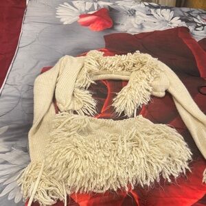 Cream Fringe Women's Sweater